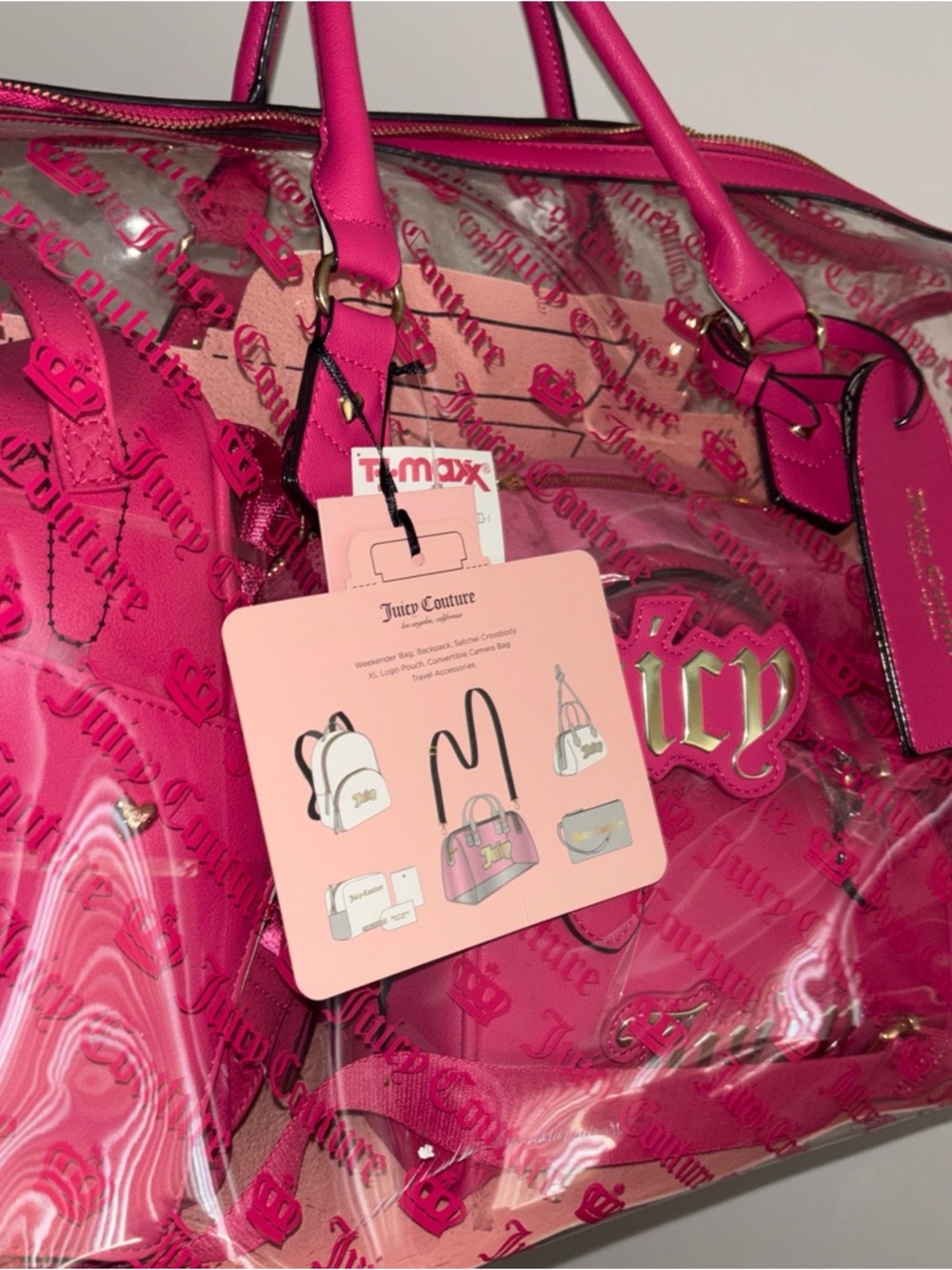 Juicy Couture Hot Pink Clear Logo Tote